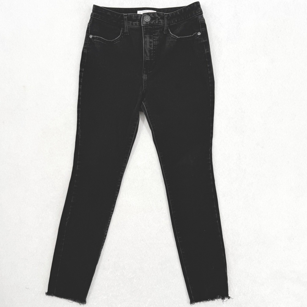 LC Lauren Conrad Super High Rise‎ Super Skinny Black Raw Hem Jeans Size 4